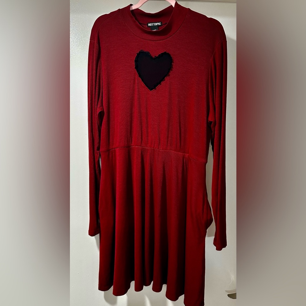 Hot Topic Red Long Sleeve Tunic Dress